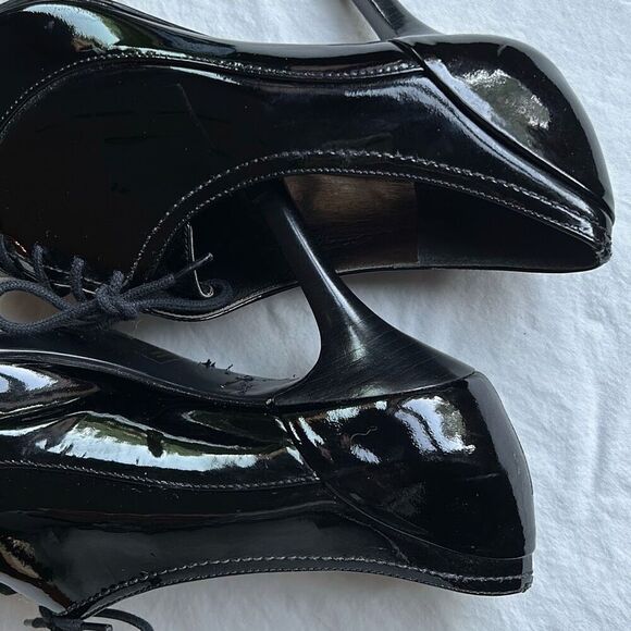 Ann Taylor Pointy Toe Oxford Black Patented Leather Heels 8.5 - Picture 7 of 11